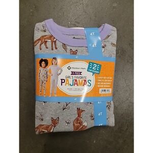 Member's Mark 4 Piece Infant/Youth Girls Tight Fit Long Sleeve & Pant Pajama 4T